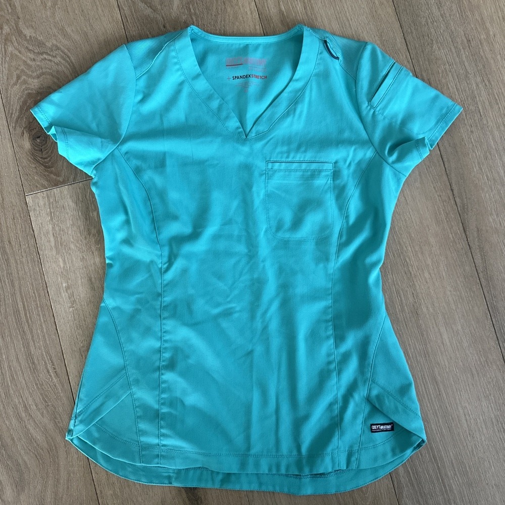 Greys Anatomy Women's Scrub Top XS Performance Spandex Stretch Medical Green